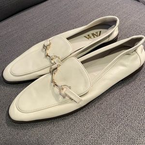 Zara white leathery loafers size 38
